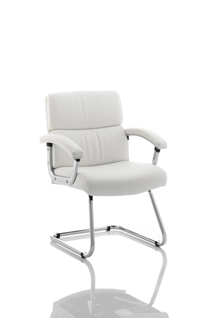 Glide Medium Back Leather Cantilever Visitor Chair with Arms - Image 2
