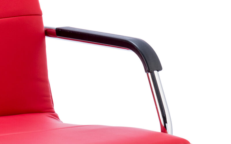Climb Medium Back Leather Cantilever Visitor Chair with Arms - Image 11