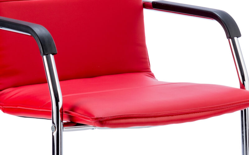 Climb Medium Back Leather Cantilever Visitor Chair with Arms - Image 12