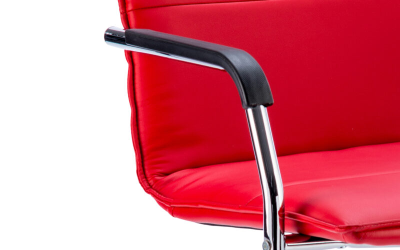 Climb Medium Back Leather Cantilever Visitor Chair with Arms - Image 10