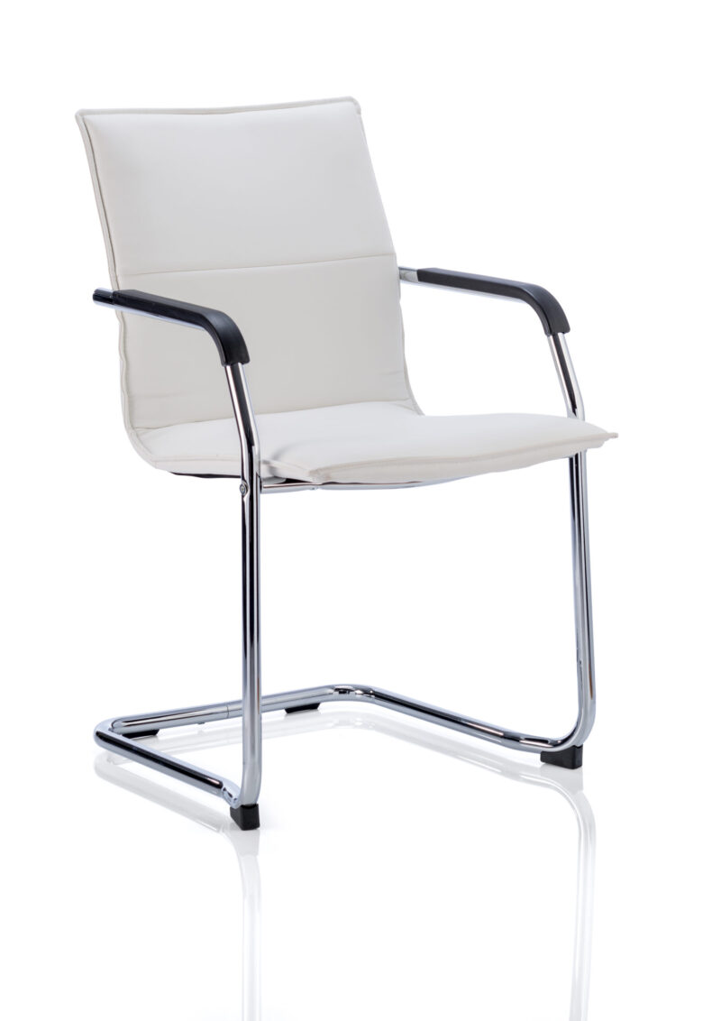 Climb Medium Back Leather Cantilever Visitor Chair with Arms - Image 17