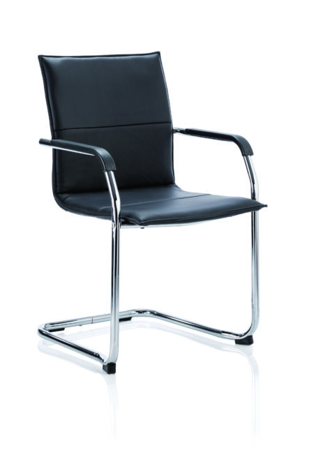 Climb Medium Back Leather Cantilever Visitor Chair with Arms