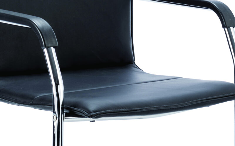 Climb Medium Back Leather Cantilever Visitor Chair with Arms - Image 4