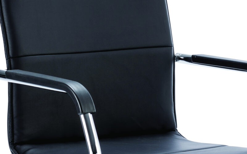 Climb Medium Back Leather Cantilever Visitor Chair with Arms - Image 6