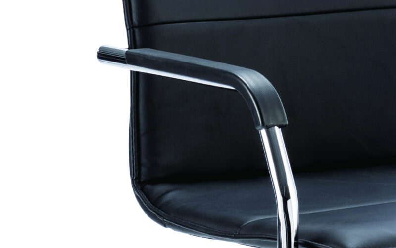 Climb Medium Back Leather Cantilever Visitor Chair with Arms - Image 2