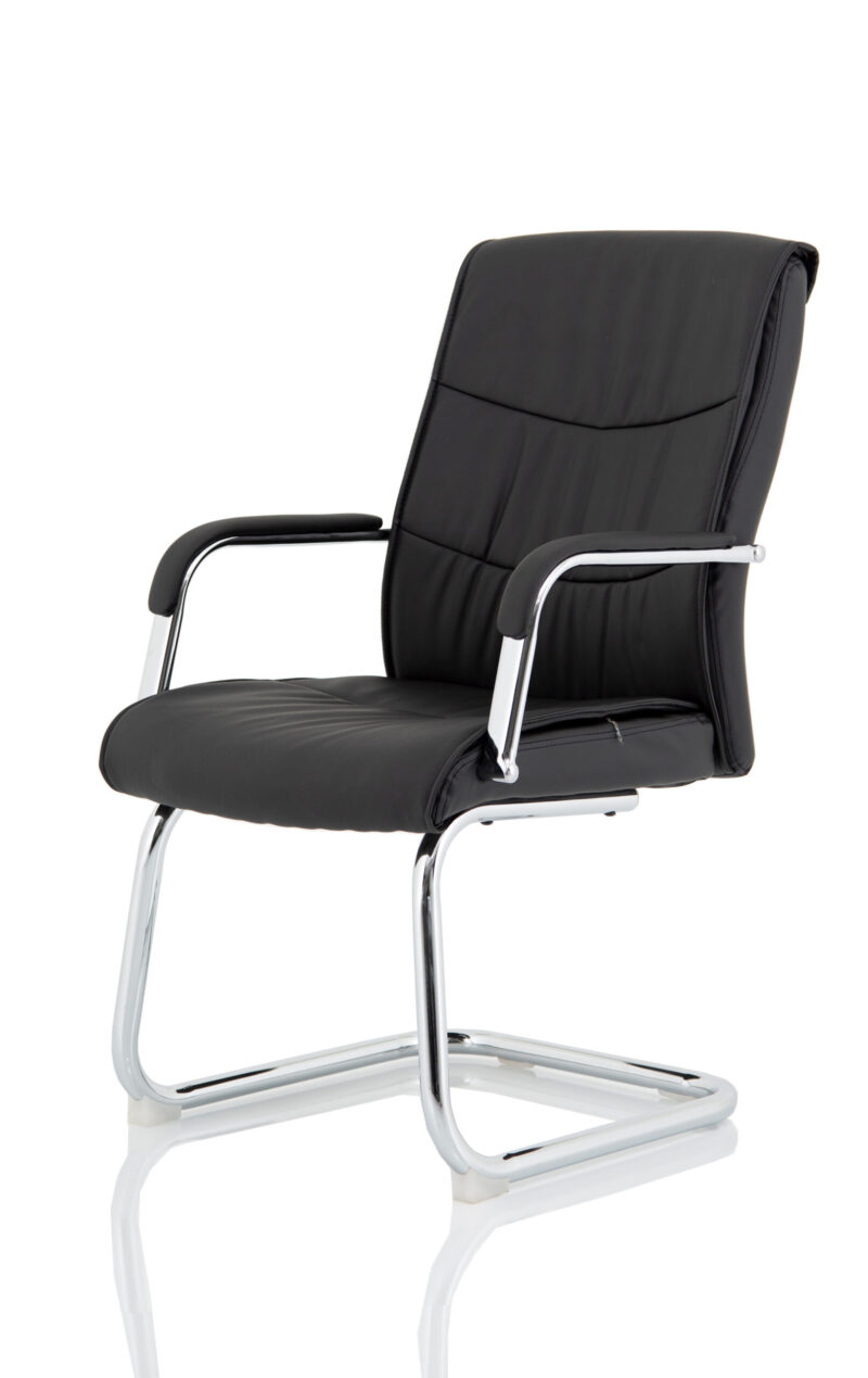 Craft Medium Back Black Leather Cantilever Visitor Office Chair with Arms - Image 2