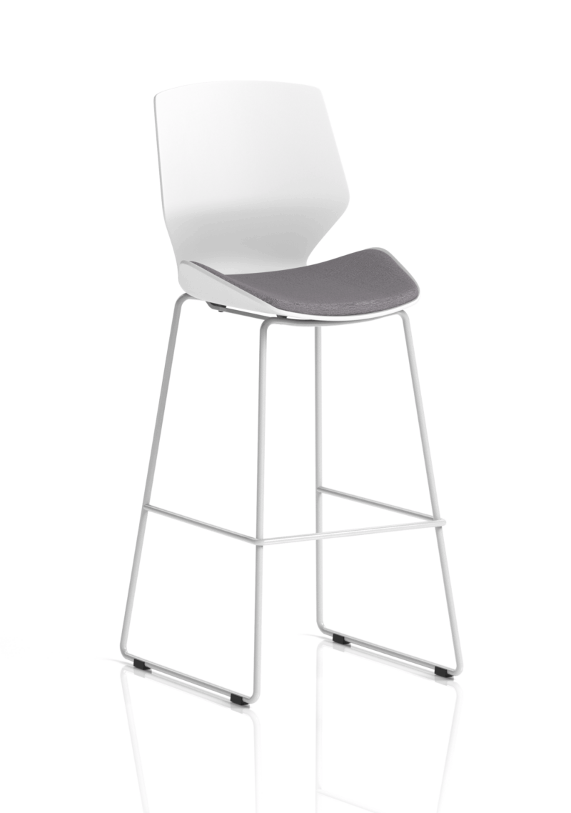 Logic White Frame Fabric Seat High Stool Chair
