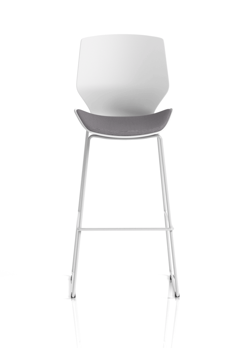 Logic White Frame Fabric Seat High Stool Chair - Image 2