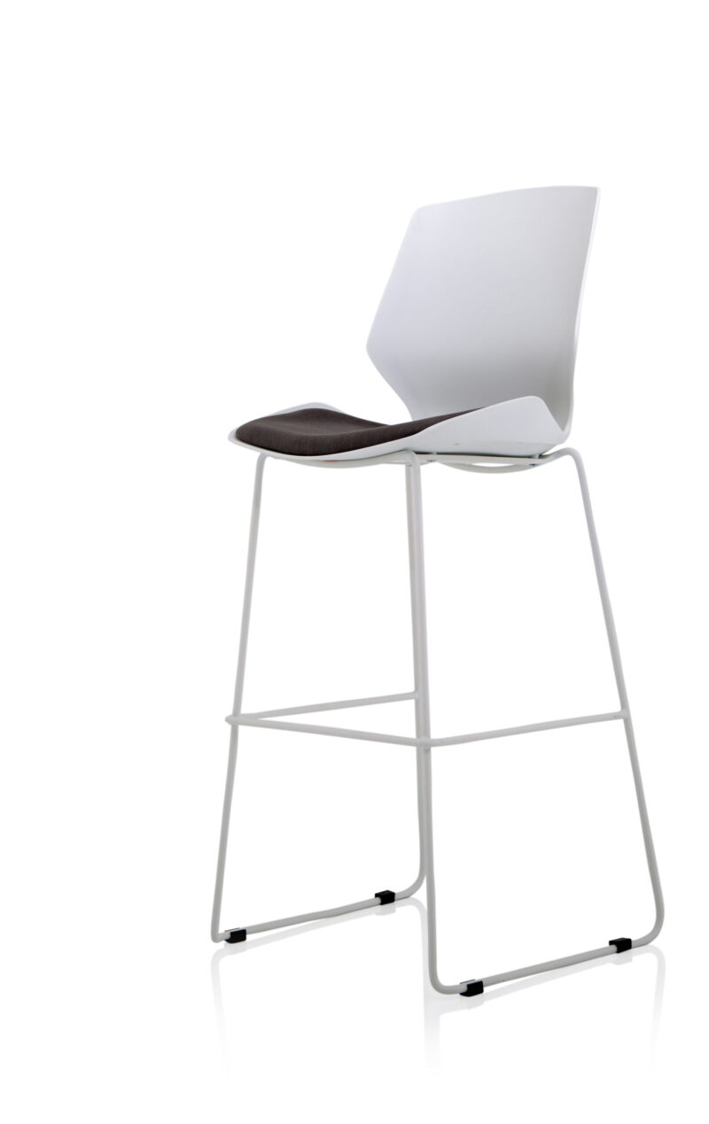 Logic White Frame Fabric Seat High Stool Chair - Image 3