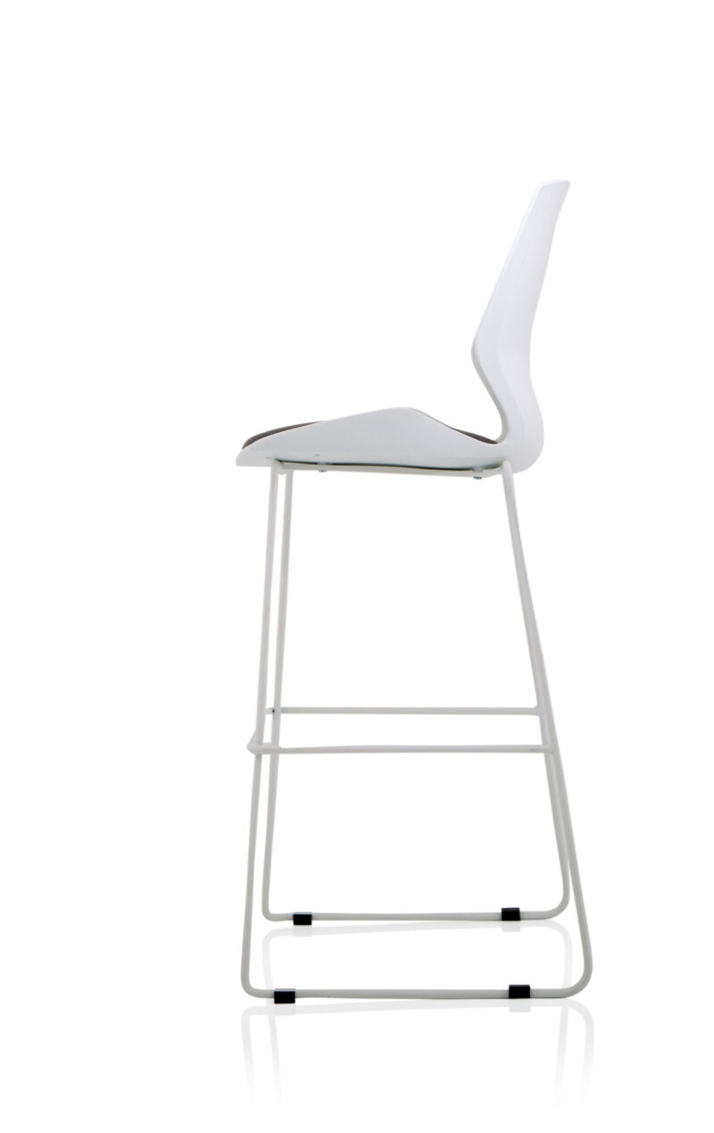 Logic White Frame Fabric Seat High Stool Chair - Image 4
