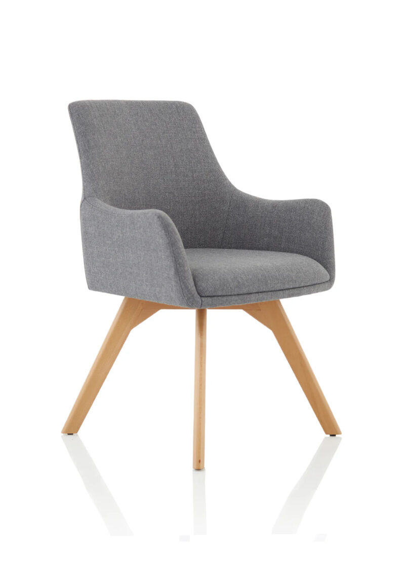 Spark Grey Fabric Wooden Leg Visitor Chair