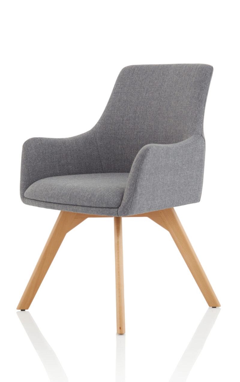 Spark Grey Fabric Wooden Leg Visitor Chair - Image 3