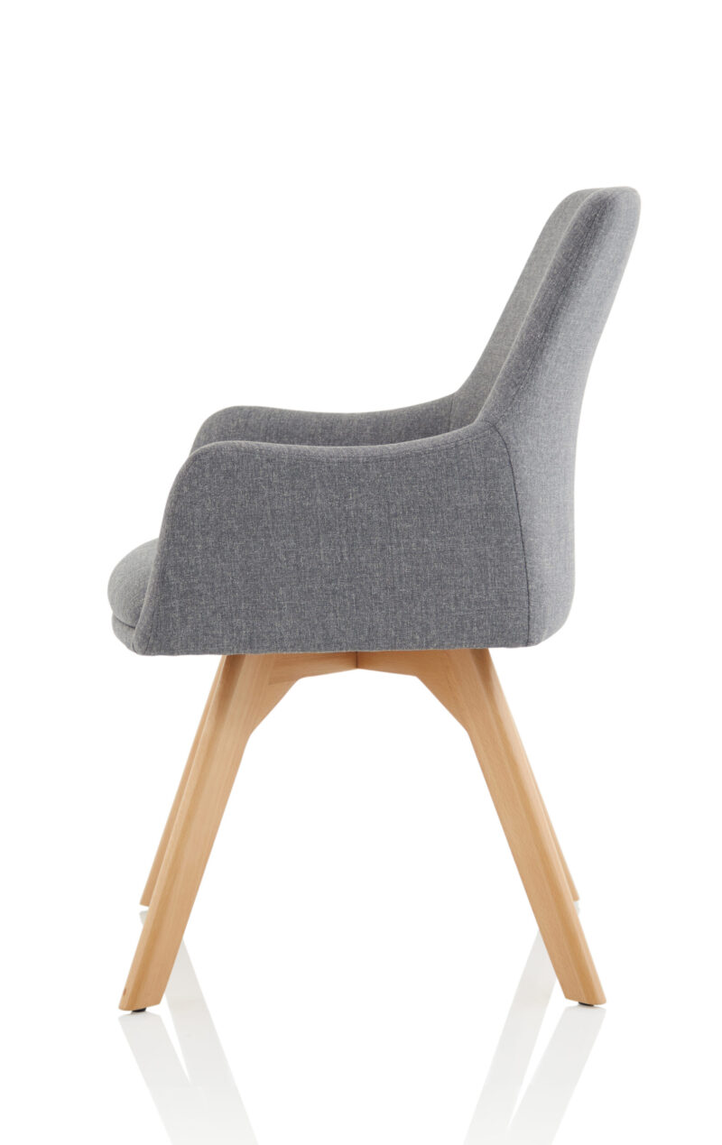 Spark Grey Fabric Wooden Leg Visitor Chair - Image 4