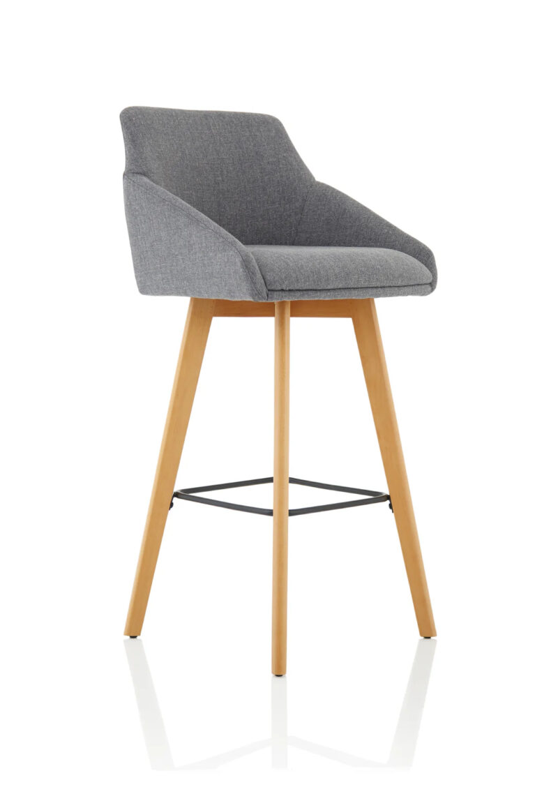 Spark Grey Fabric Wooden Leg High Stool Chair