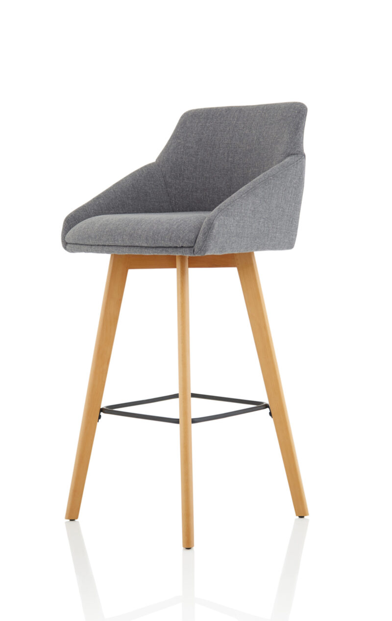 Spark Grey Fabric Wooden Leg High Stool Chair - Image 3