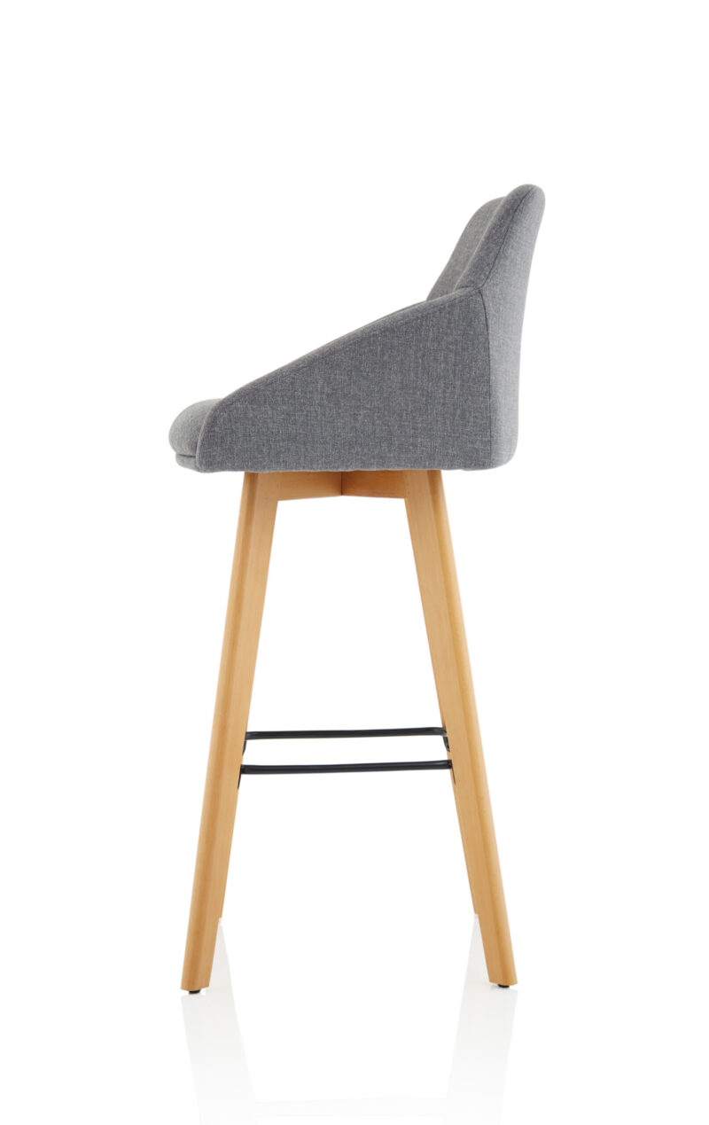 Spark Grey Fabric Wooden Leg High Stool Chair - Image 4