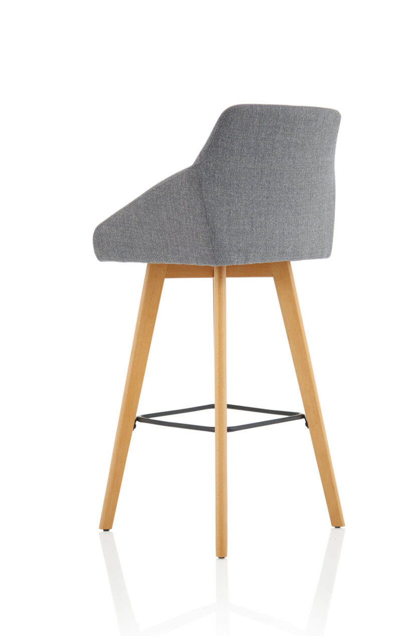 Spark Grey Fabric Wooden Leg High Stool Chair - Image 5