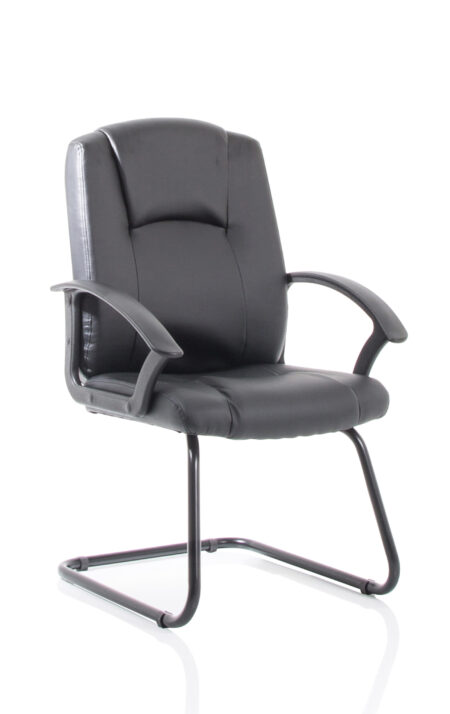 Motive Medium Back Black Bonded Leather Black Frame Cantilever Visitor Chair