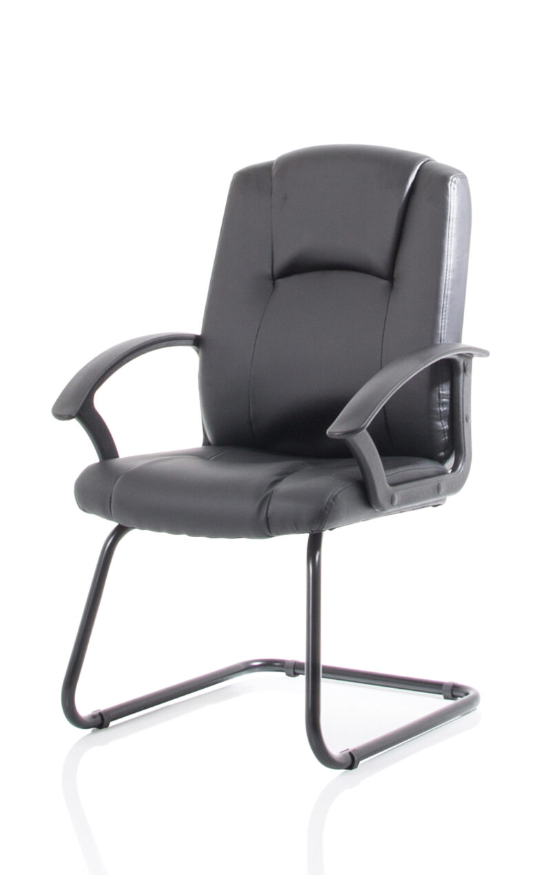 Motive Medium Back Black Bonded Leather Black Frame Cantilever Visitor Chair - Image 3