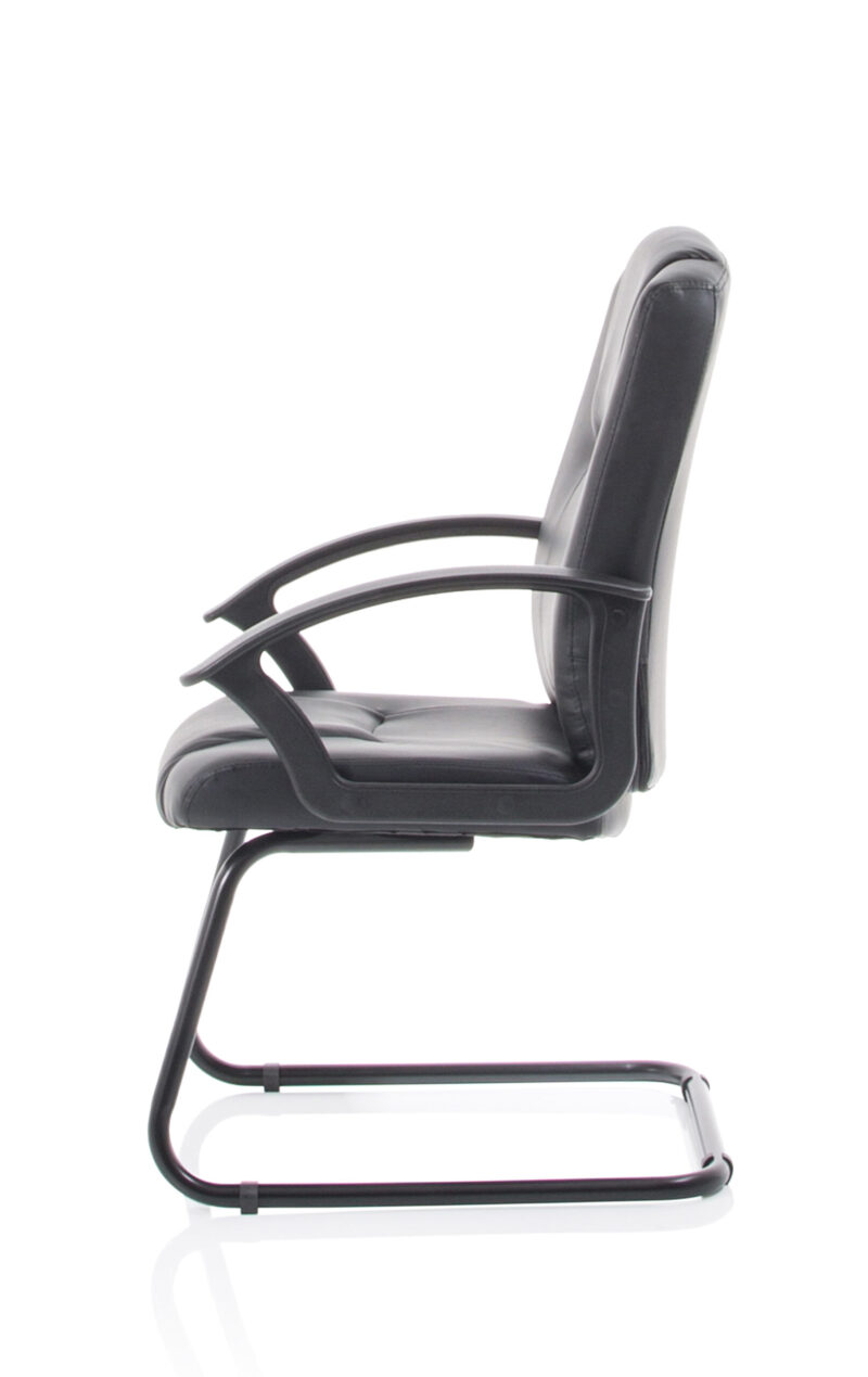 Motive Medium Back Black Bonded Leather Black Frame Cantilever Visitor Chair - Image 4