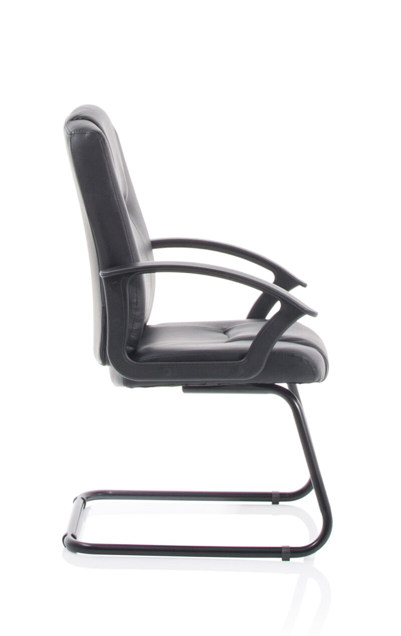 Motive Medium Back Black Bonded Leather Black Frame Cantilever Visitor Chair - Image 8