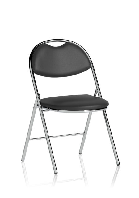 Vessel High Back Black Vinyl Chrome Frame Folding Visitor Chair