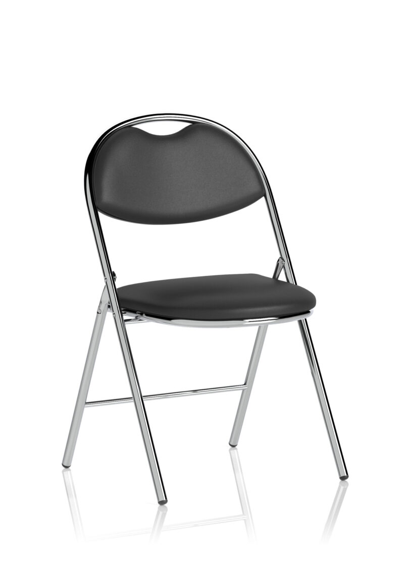 Vessel High Back Black Vinyl Chrome Frame Folding Visitor Chair