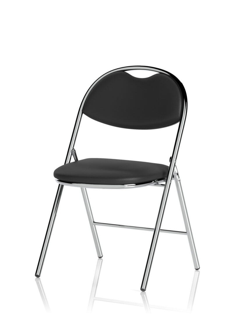 Vessel High Back Black Vinyl Chrome Frame Folding Visitor Chair - Image 3