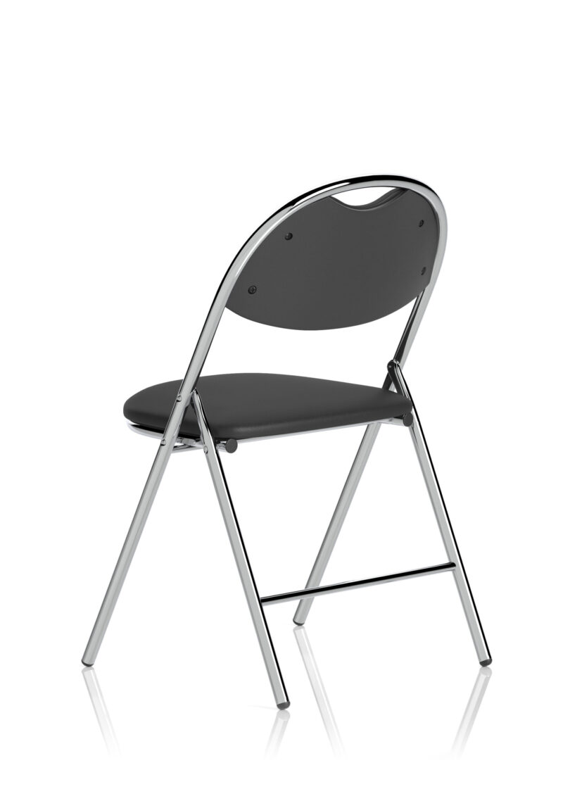 Vessel High Back Black Vinyl Chrome Frame Folding Visitor Chair - Image 5