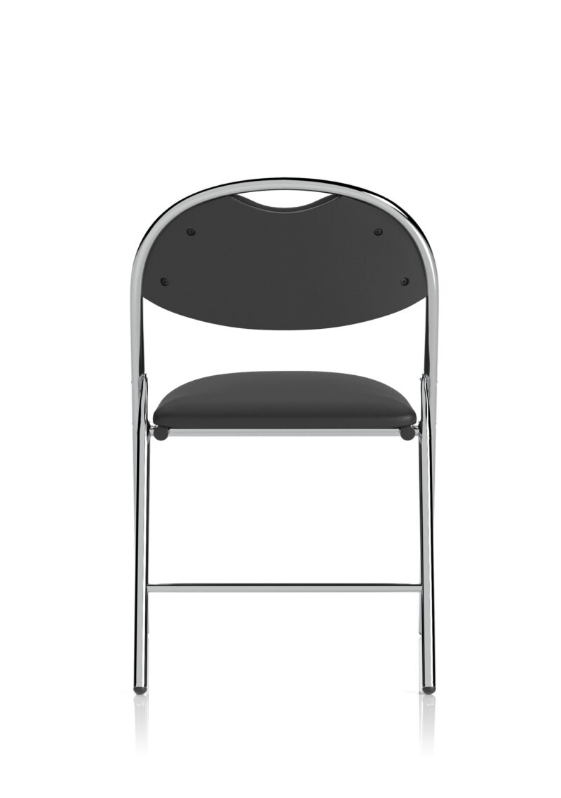 Vessel High Back Black Vinyl Chrome Frame Folding Visitor Chair - Image 6