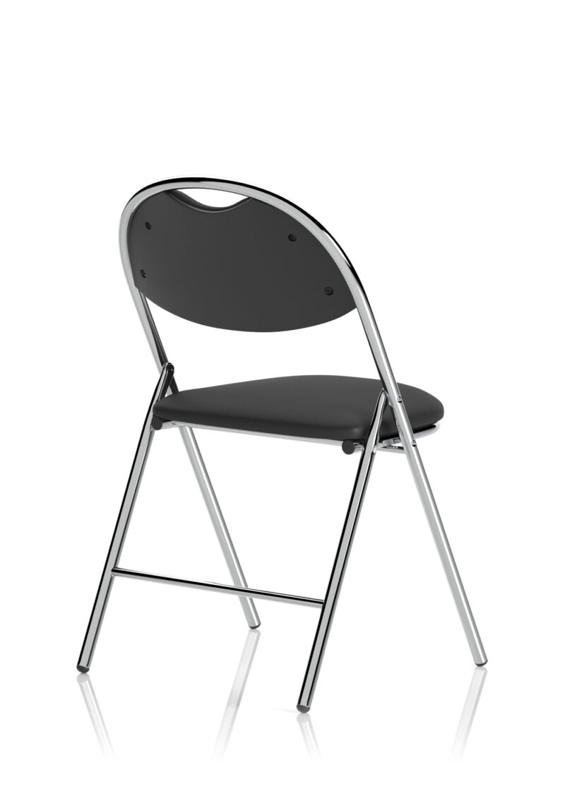 Vessel High Back Black Vinyl Chrome Frame Folding Visitor Chair - Image 7