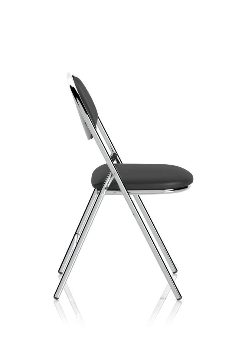 Vessel High Back Black Vinyl Chrome Frame Folding Visitor Chair - Image 8