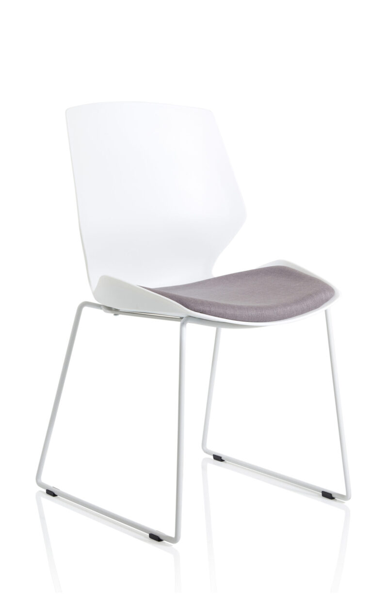 Logic Sled White Frame Fabric Seat Visitor Chair