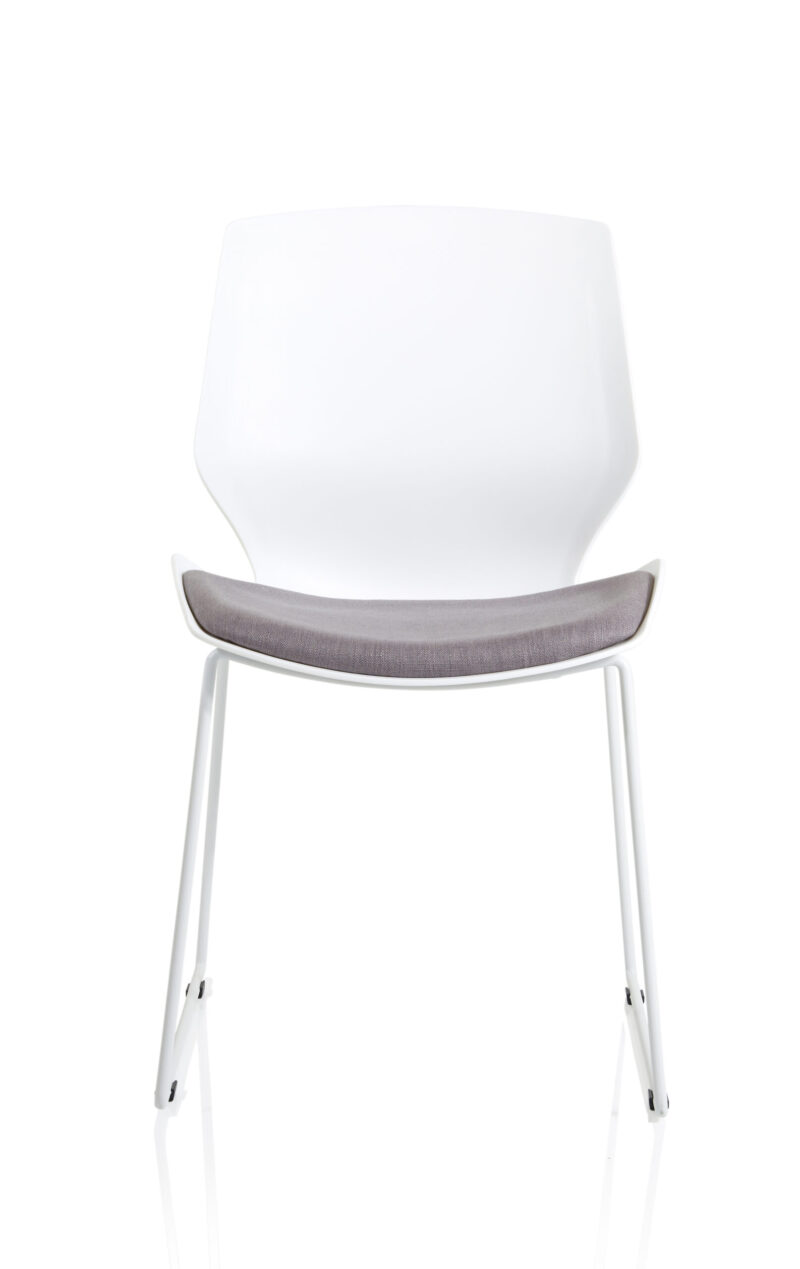 Logic Sled White Frame Fabric Seat Visitor Chair - Image 2