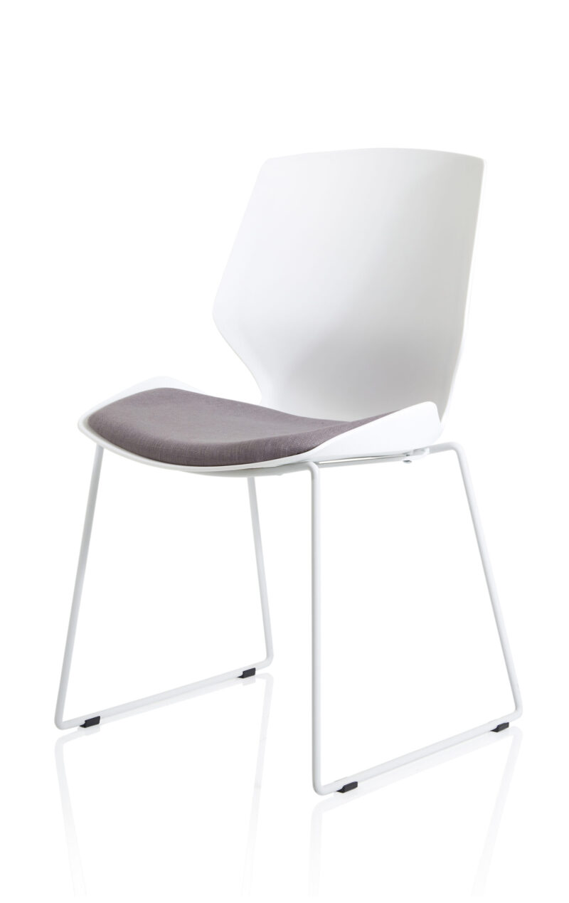 Logic Sled White Frame Fabric Seat Visitor Chair - Image 3