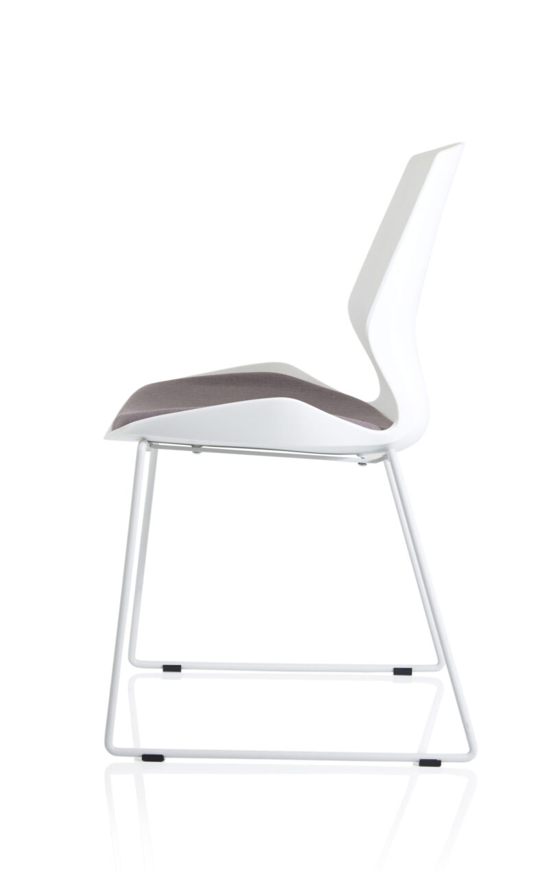 Logic Sled White Frame Fabric Seat Visitor Chair - Image 4