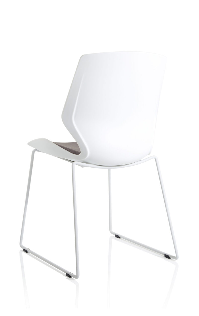 Logic Sled White Frame Fabric Seat Visitor Chair - Image 5