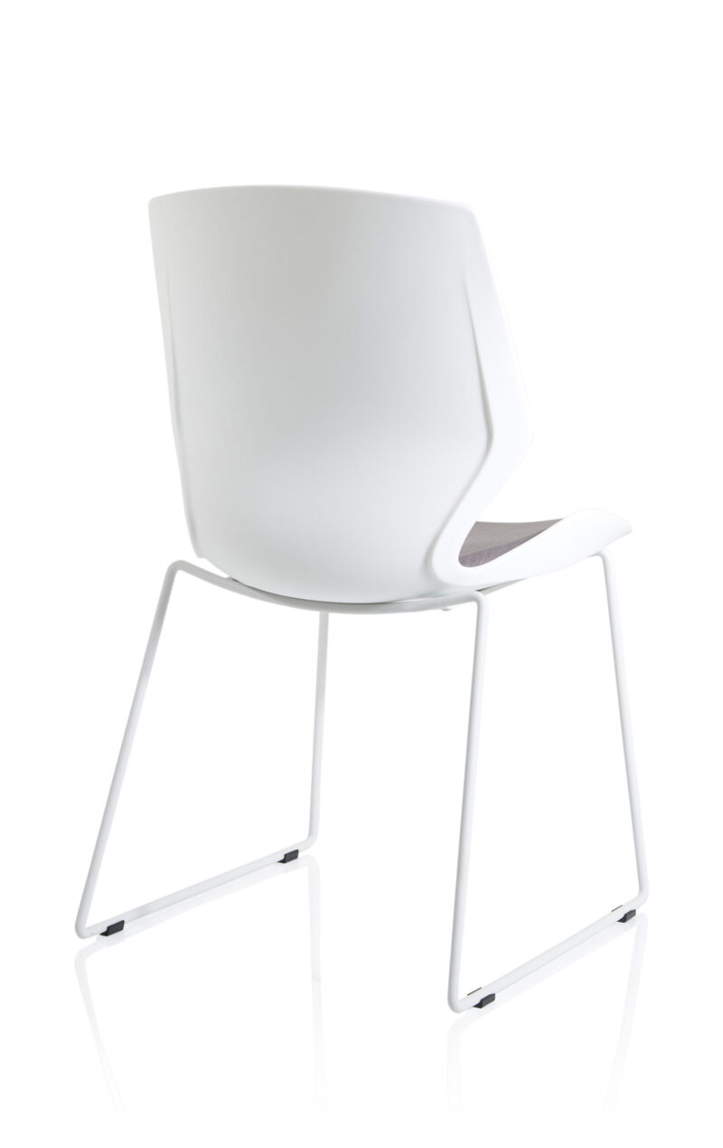 Logic Sled White Frame Fabric Seat Visitor Chair - Image 7