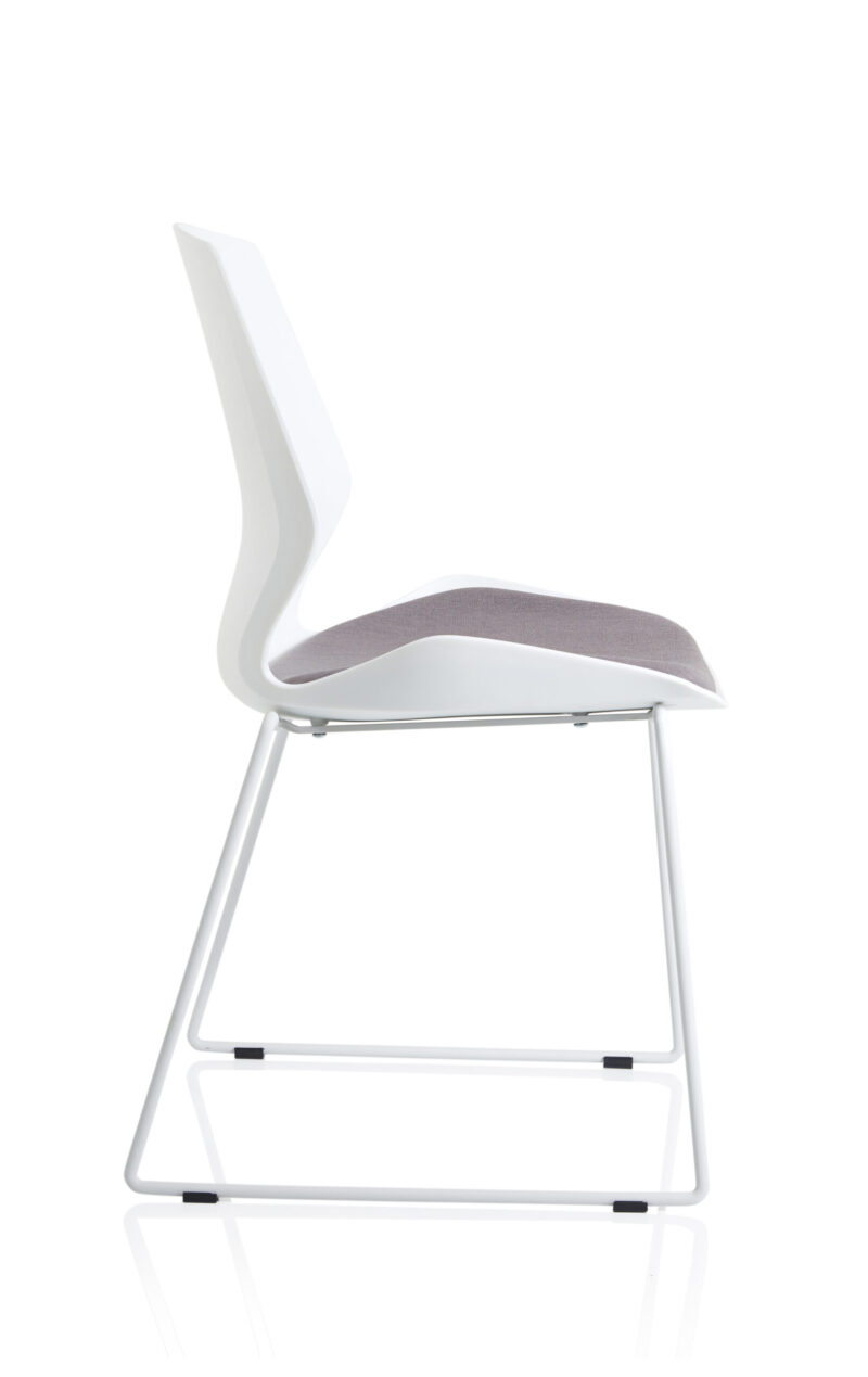 Logic Sled White Frame Fabric Seat Visitor Chair - Image 8