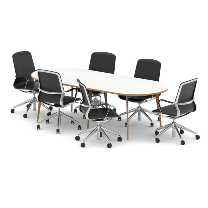 Patch 2400mm Oval Boardroom Table With Set Of Executive Chairs