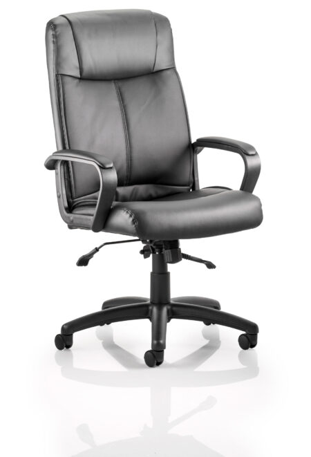 Cast High Back Executive Black Leather Office Chair with Arms