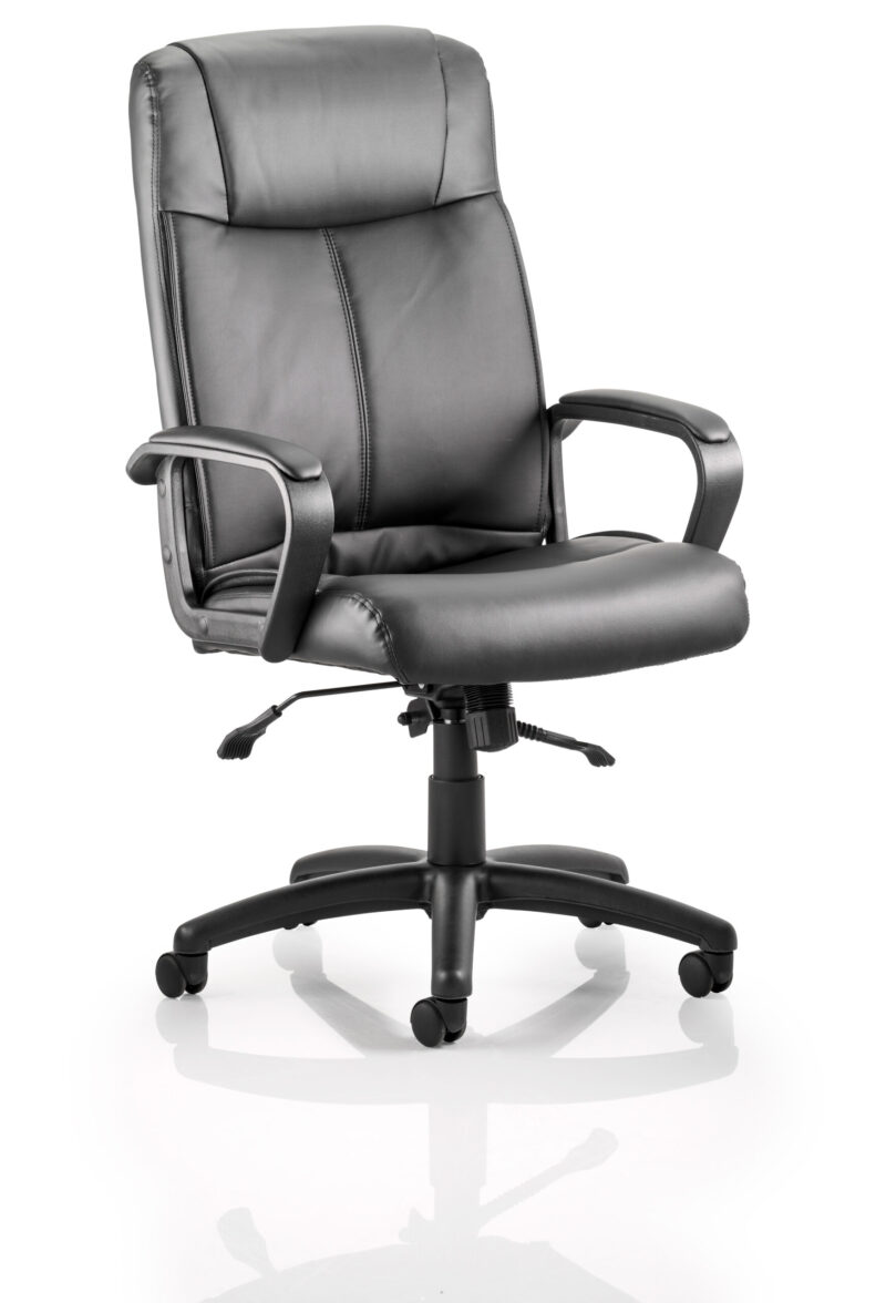 Cast High Back Executive Black Leather Office Chair with Arms