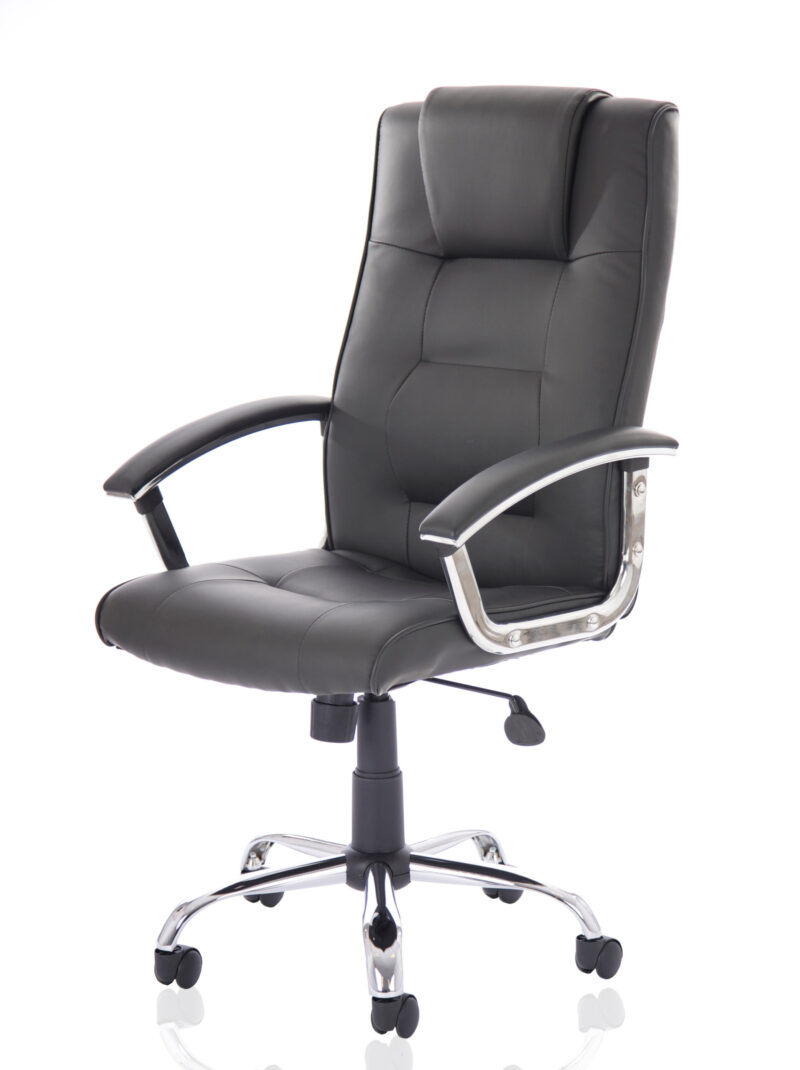 Trick High Back Executive Black Leather Office Chair with Arms - Image 3