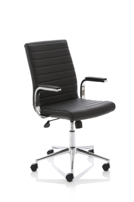 Fold Medium Back Leather Executive Office Chair with Arms