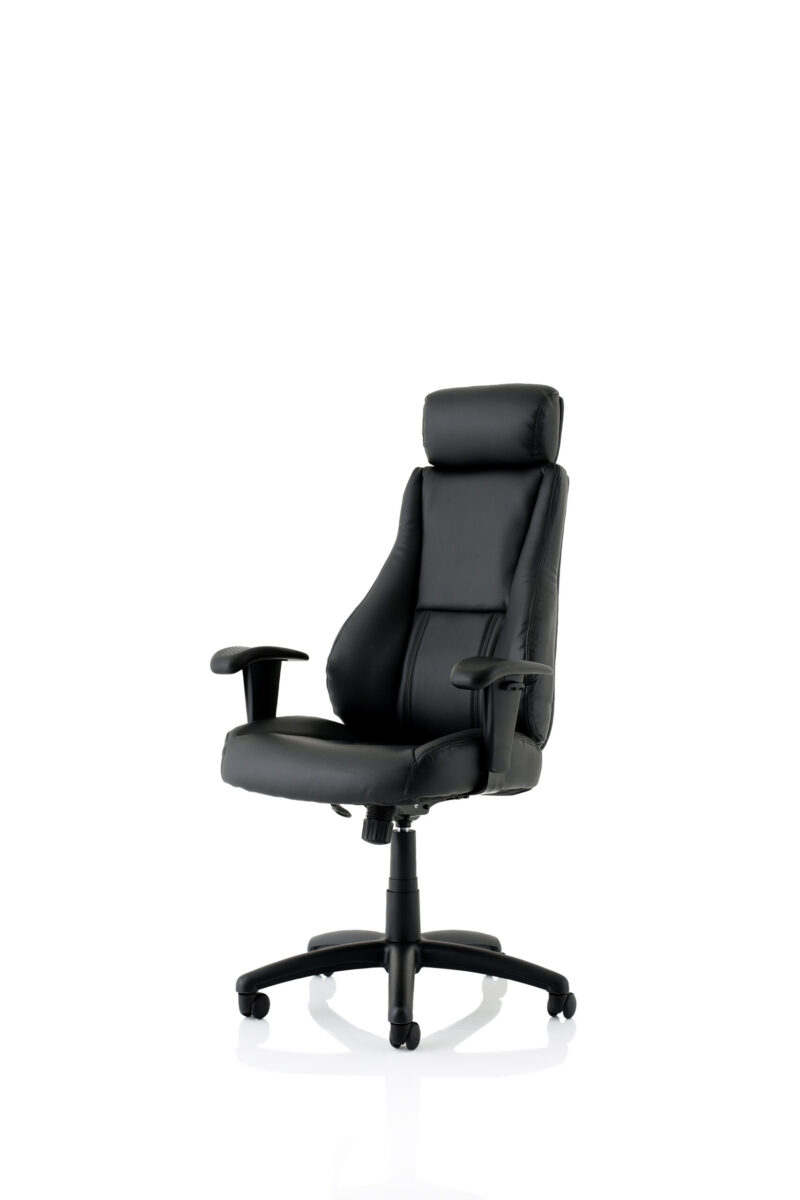 Pallet Medium Back Executive Black Leather Office Chair with Arms - Image 3