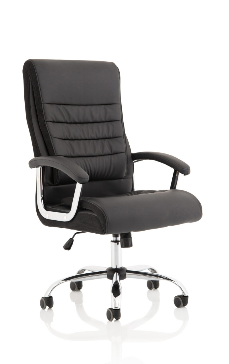 Gauge High Back Black Leather Executive Office Chair with Arms