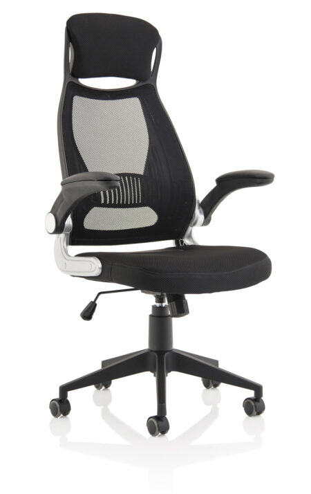 Flick High Mesh Back Black Executive Office Chair with Arms