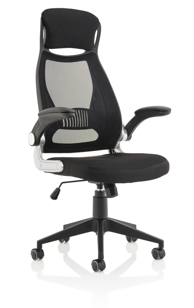Flick High Mesh Back Black Executive Office Chair with Arms