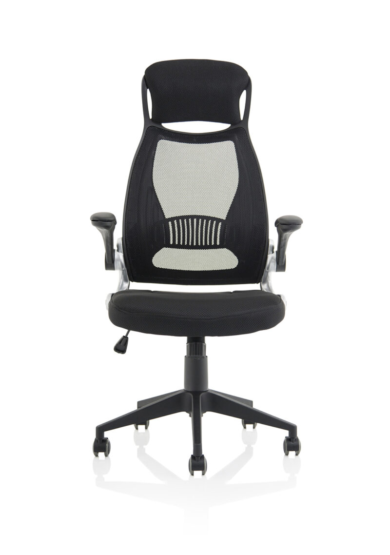Flick High Mesh Back Black Executive Office Chair with Arms - Image 2