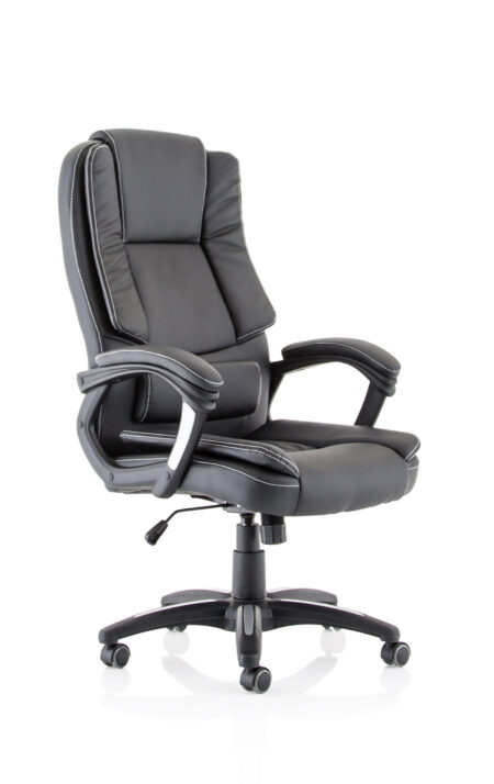 Grip High Back Black Leather Executive Office Chair with Arms